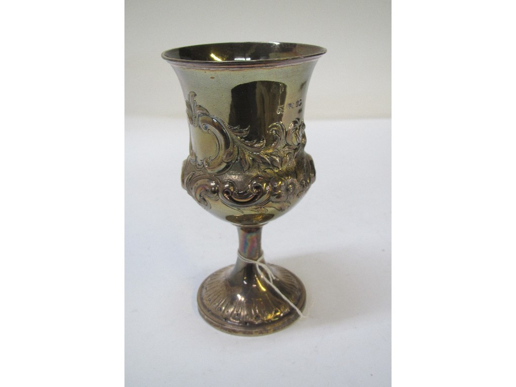 Appraisal: Embossed silver goblet London