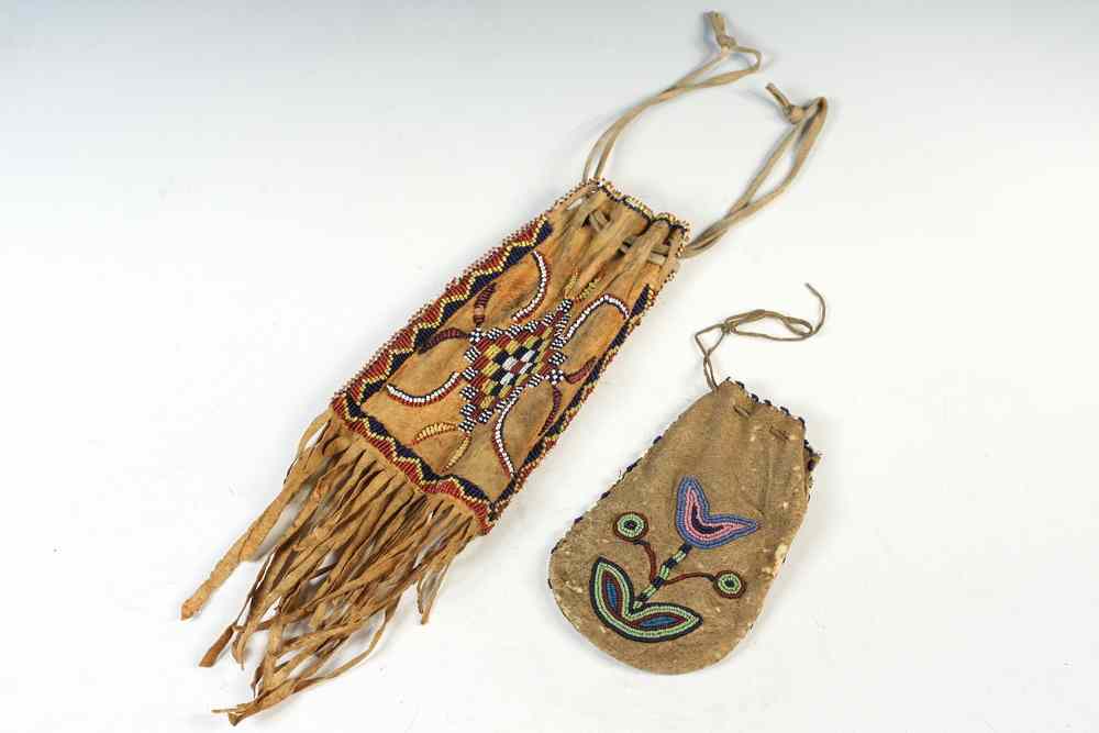 Appraisal: NATIVE AMERICAN BEADED BAGS - Both of Maine origin including