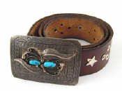 Appraisal: A Navajo Indian leather belt with riveted decoration the white