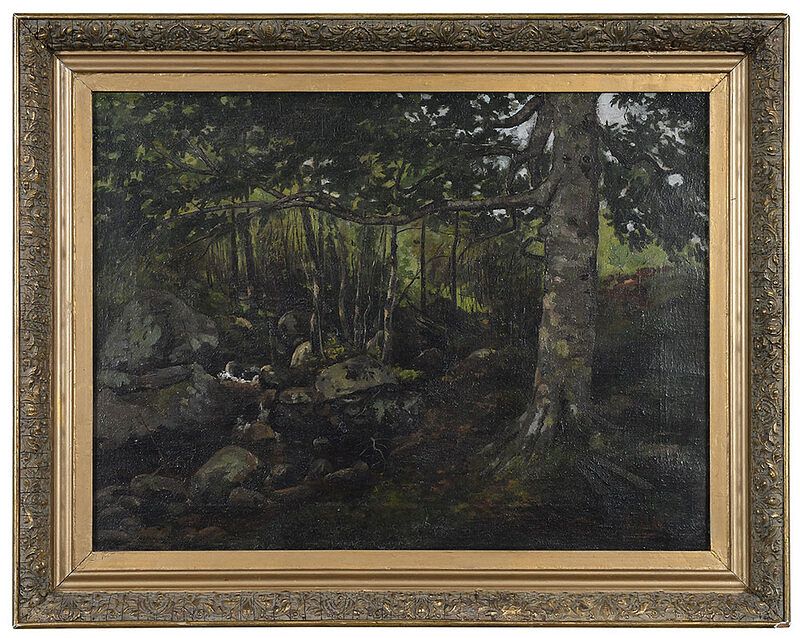 Appraisal: John Noble Barlow British Rhode Island - Forest Interior signed