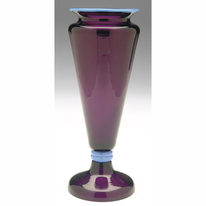 Appraisal: Loetz Ausf hrung vase tapered form in purple glass with