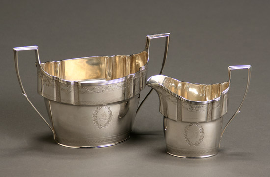 Appraisal: George III Silver Sugar Bowl and Cream Jug John Emes