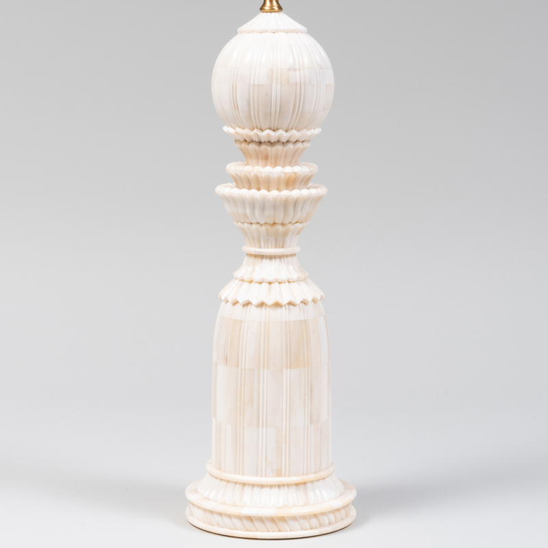 Appraisal: Bone Veneered Baluster Form Table Lamp and a Brass Floor