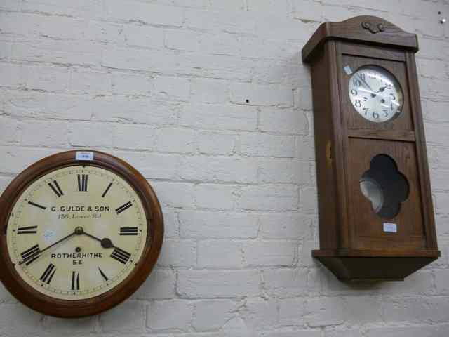 Appraisal: AN OLD SPRING DRIVEN DIAL CLOCK signed Goulde Son Rotherhithe