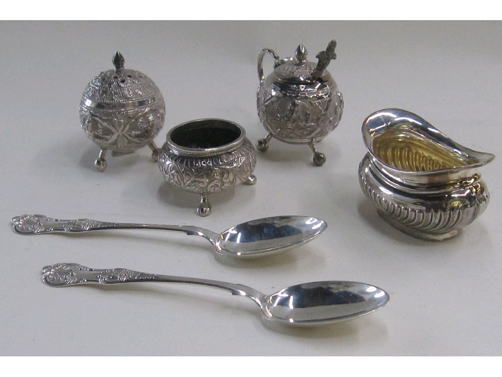 Appraisal: Lot comprising pair of silver spoons a salt and a