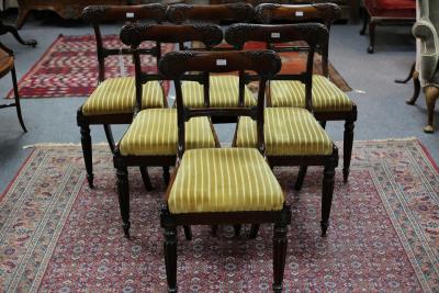 Appraisal: A set of six William IV solid rosewood dining chairs