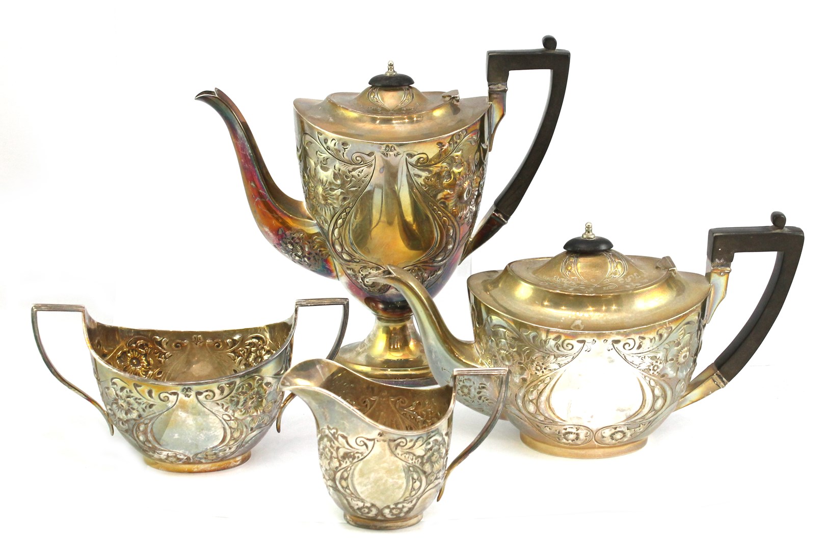 Appraisal: A silver four piece tea and coffee set comprising a