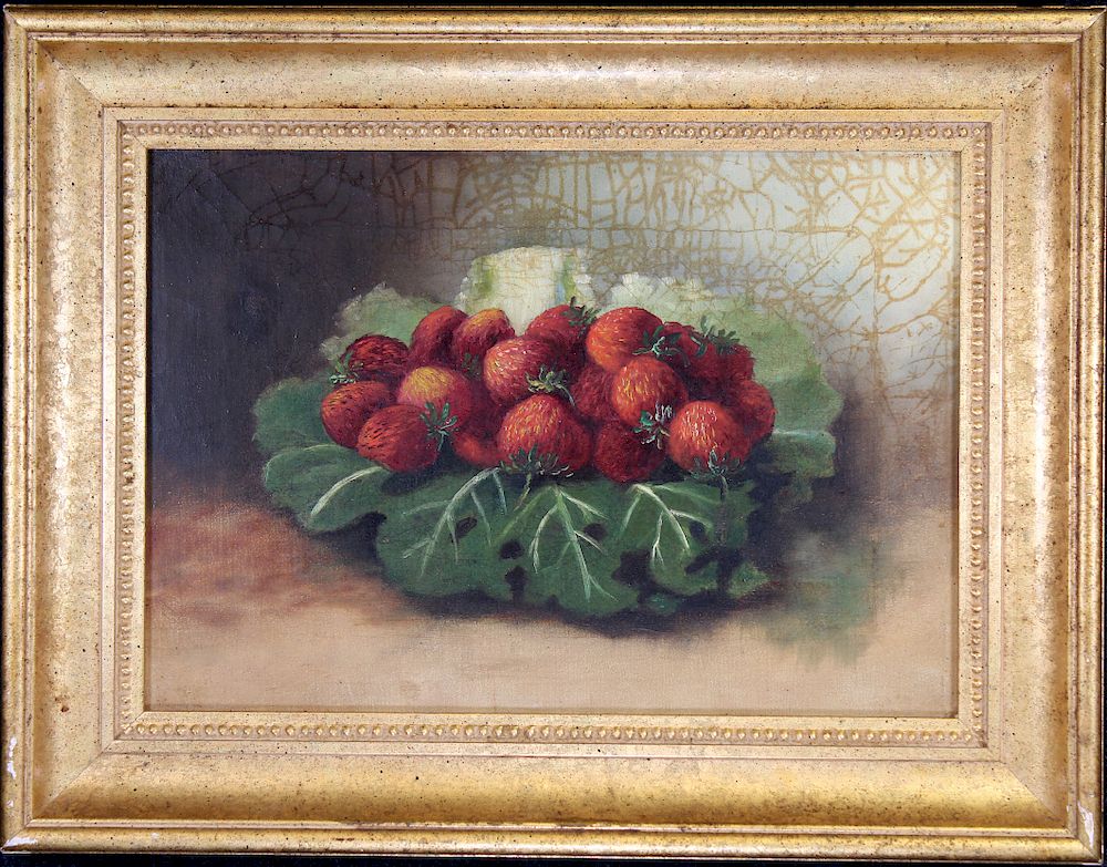 Appraisal: th C Still Life Painting of Strawberries th C Still