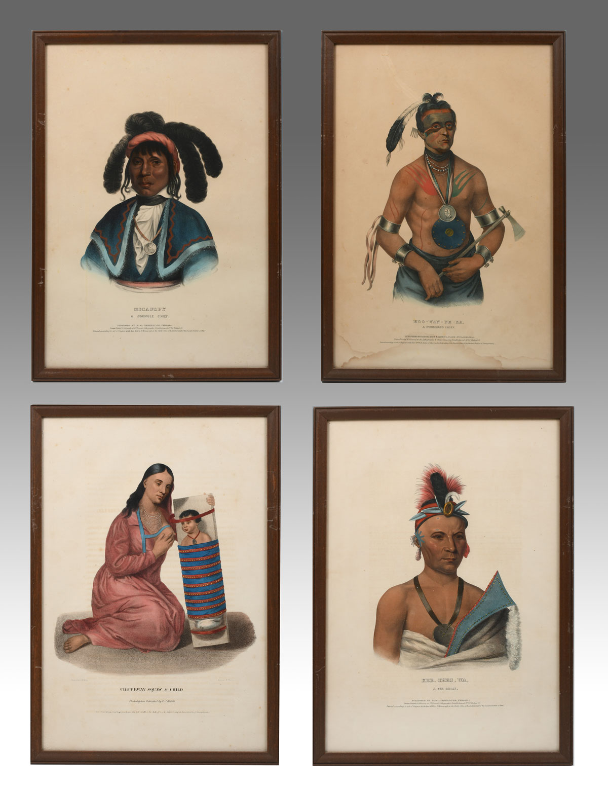 Appraisal: FOUR FRAMED MCKENNEY HALL PRINTS Micanopy a Seminole Chief Kee