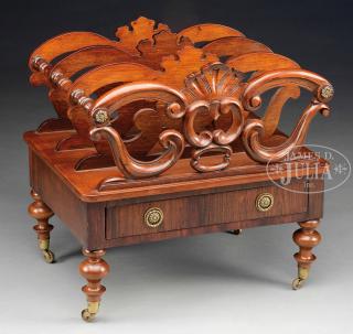 Appraisal: FINE WILLIAM IV CARVED MAHOGANY AND ROSEWOOD CANTERBURY Mid th