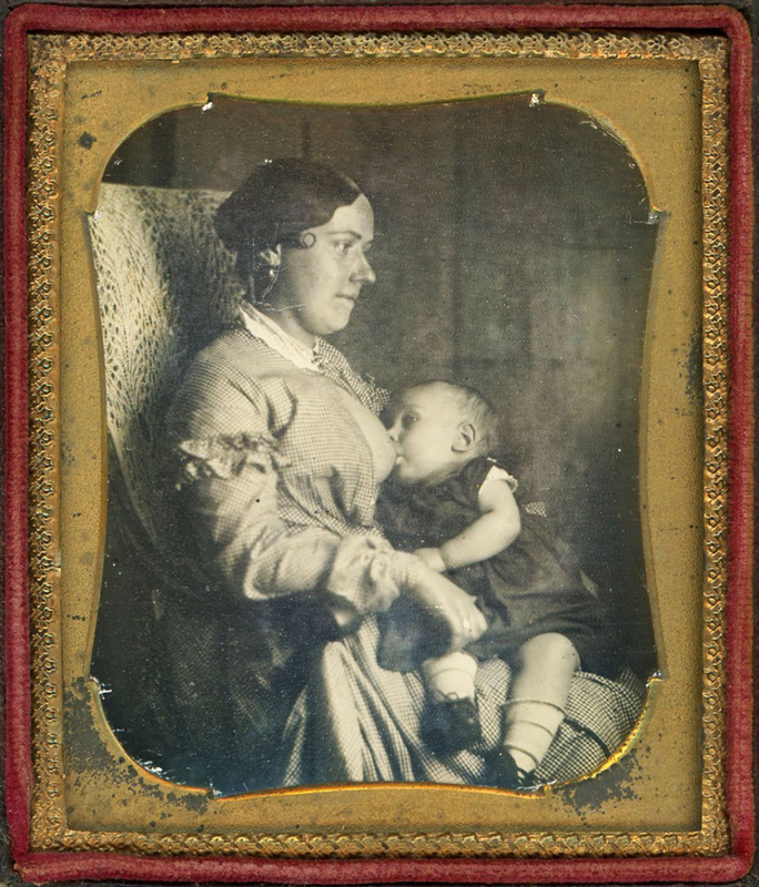 Appraisal: WOMAN NURSING BABY DAGUERREOTYPE Sixth plate Excellent example of this