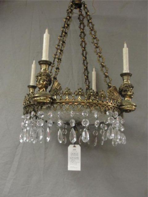 Appraisal: Gilt Metal Arm Chandelier From a Harrison home