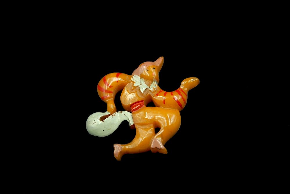 Appraisal: Bakelite Painted Carved Figural Dancer Pin Bakelite Painted Carved Figural