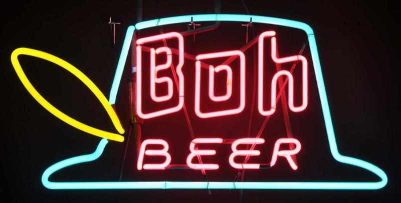 Appraisal: BOH Hat Neon Sign Description s Pink blue and yellow