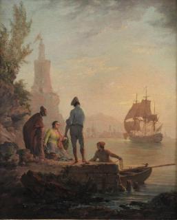 Appraisal: Circle of VERNET Claude Joseph Oil on Canvas Mediterranean Inlet