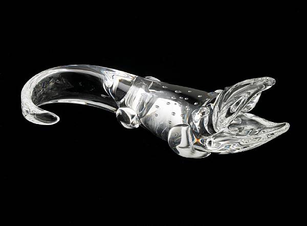 Appraisal: A Steuben clear glass figure of an alligator by James