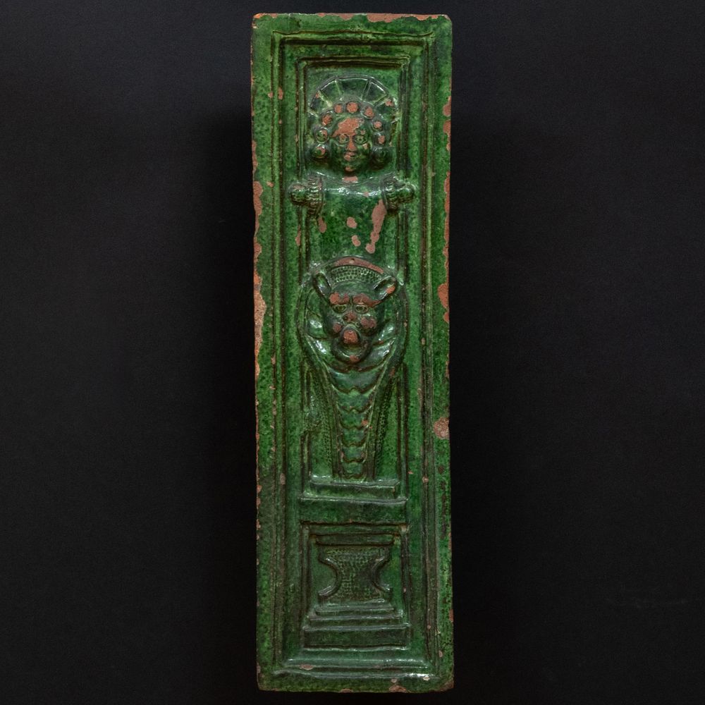 Appraisal: Green-Glazed Terracotta Tile Probably Swiss Upper Rhine The reverse with