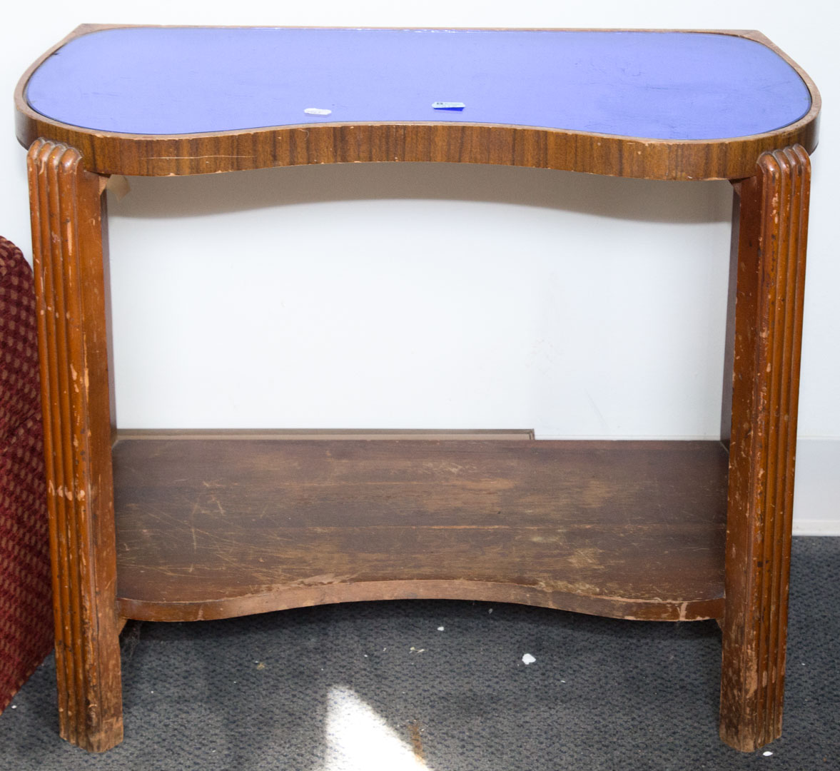 Appraisal: Art Deco blue glass top table