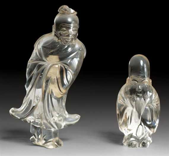 Appraisal: TWO ROCK CRYSTAL FIGURES SAGE AND SHOULAO China Qing dynasty