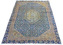 Appraisal: Antique Afshar Bijar Overall dark blue background features an all-over