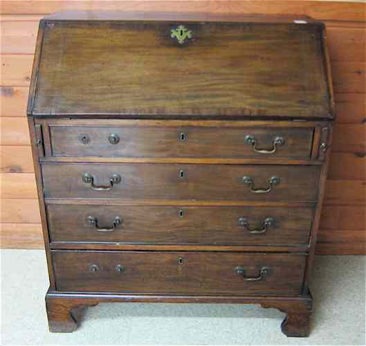 Appraisal: GEORGE III MAHOGANY SLANT-FRONT SECRETARY English early th century the