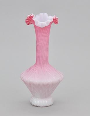 Appraisal: A Victorian Mother of Pearl Satin Glass Vase In herringbone