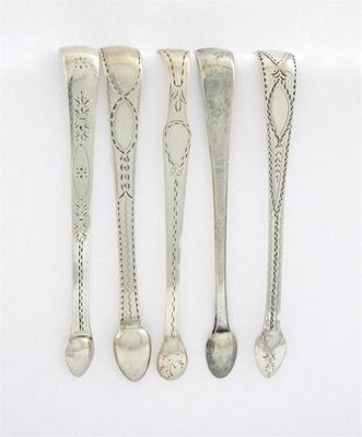 Appraisal: A collection of five pairs of George III silver sugar