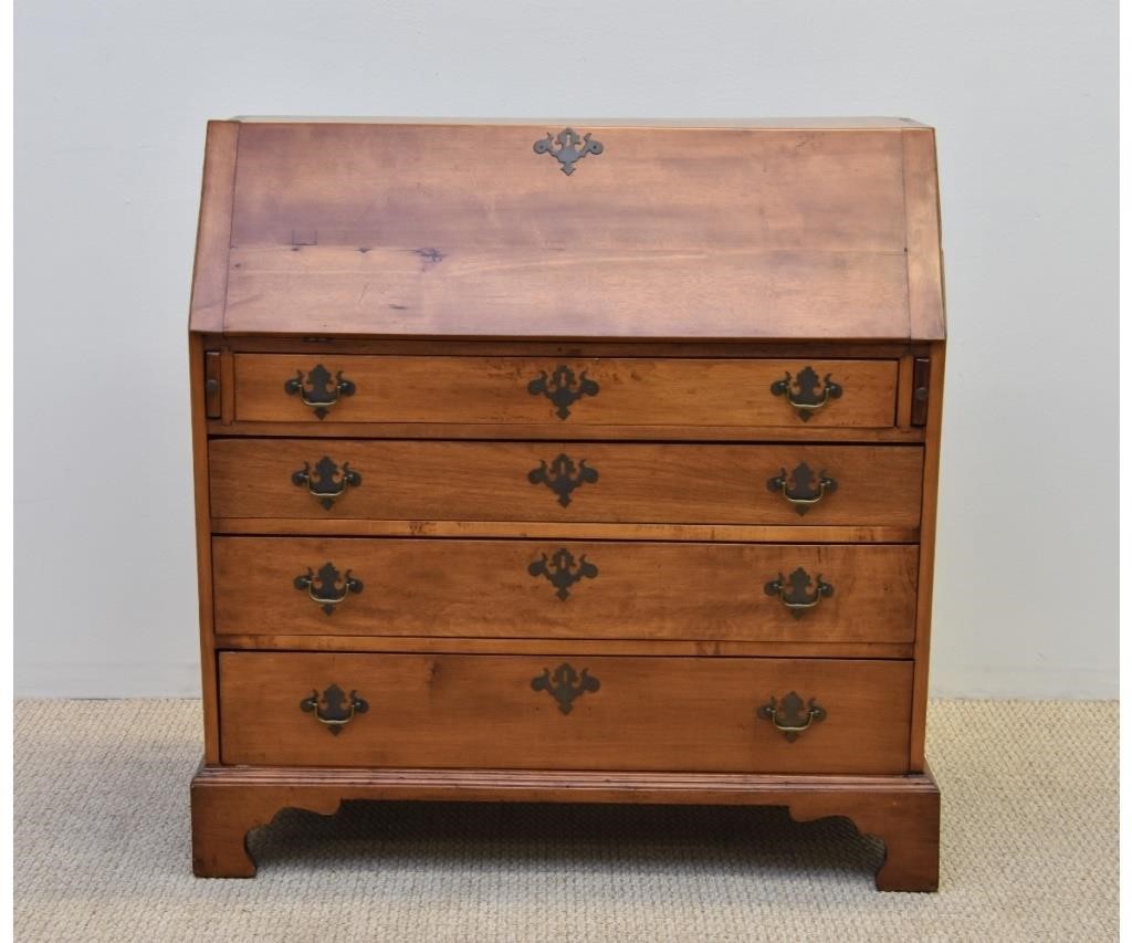 Appraisal: New England Birchwood slant lid desk h x w x