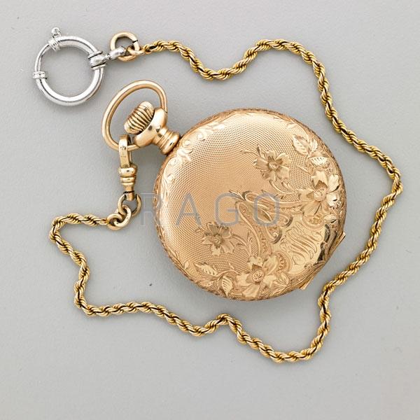 Appraisal: ELGIN K YELLOW GOLD HUNT CASE POCKET WATCH Condition Report