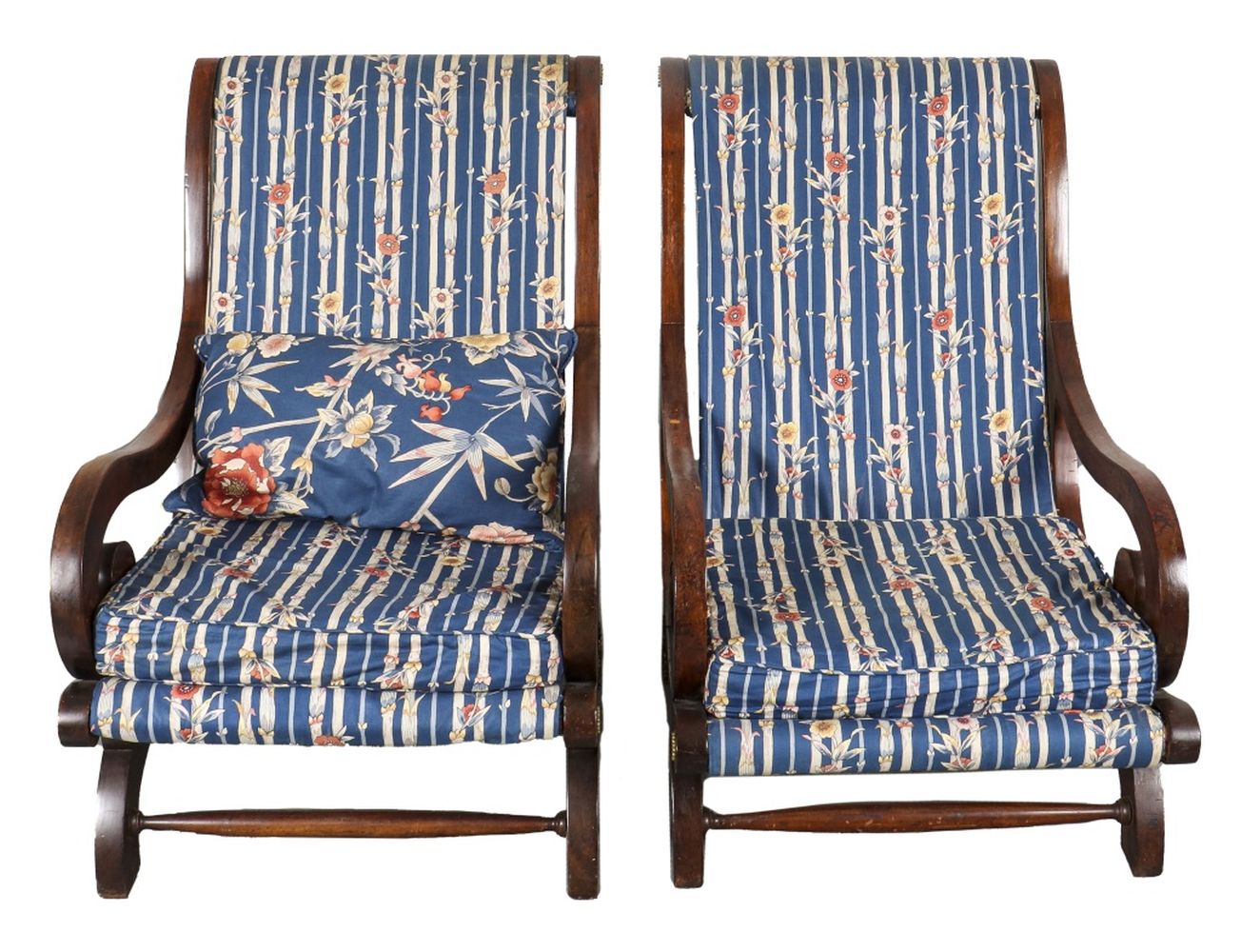 Appraisal: EMPIRE REVIVAL LOUNGE CHAIRS Empire Revival carved wood pair of