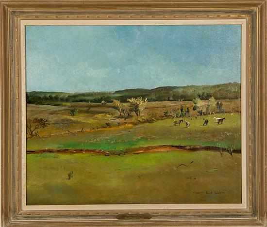 Appraisal: Maxwell Stewart Simpson New Jersey - LANDSCAPE WITH HORSES oil