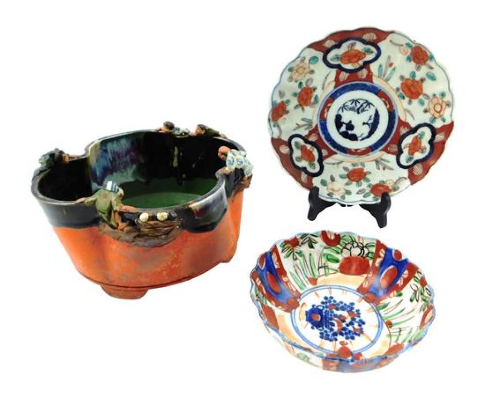 Appraisal: ASIAN Three Japanese Sumida Gawa and Imari serving pieces early