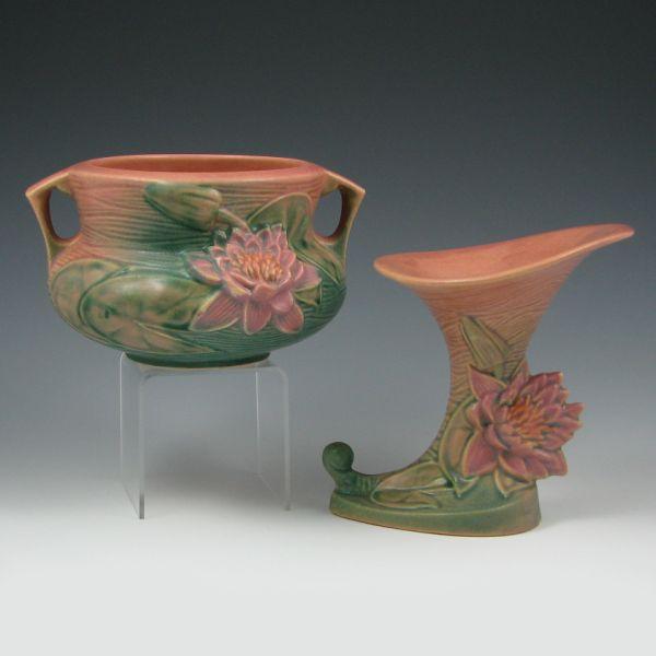 Appraisal: Roseville Water Lily - cornucopia and - jardiniere both in