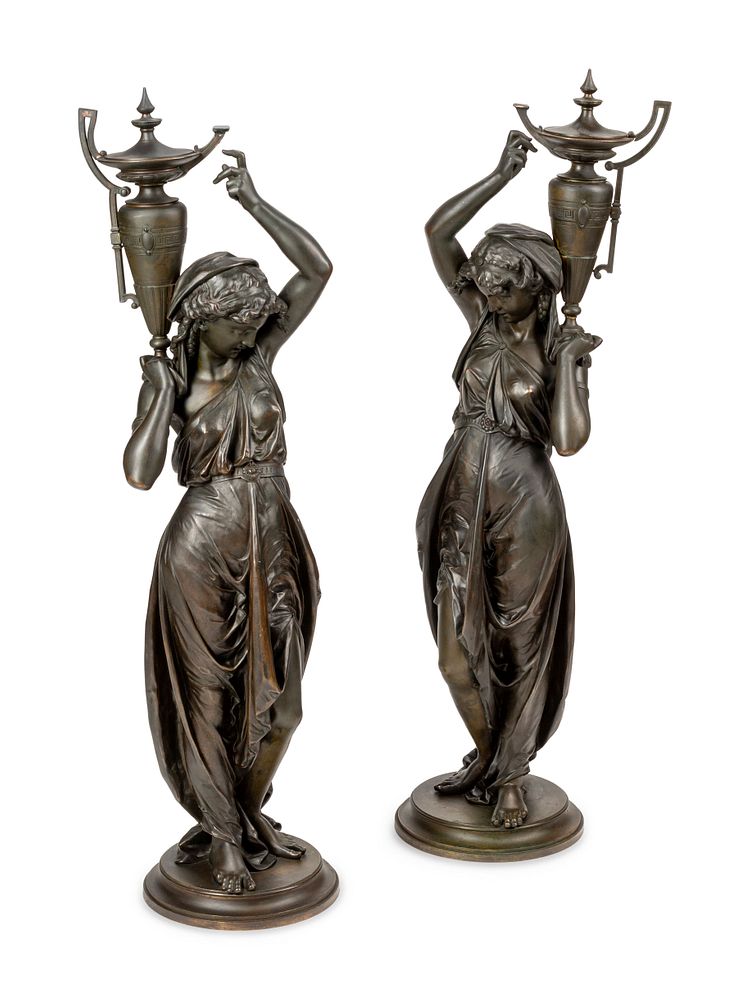 Appraisal: A Pair of French Bronze Figures Cast by Victor Paillard