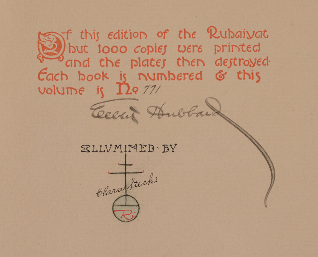 Appraisal: ROYCROFTERS ''RUBAIYAT OF OMAR KHAYYAM'' BOOK Limited edition number of