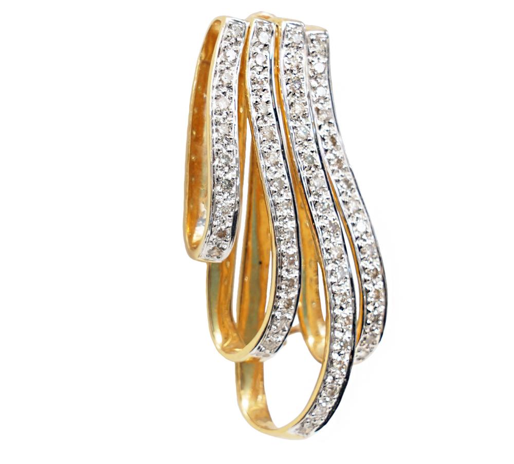 Appraisal: KT GOLD AND PAVE DIAMOND SLIDE BROOCHStunning kt Yellow Gold