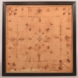 Appraisal: PA Four Way Cross Stitch Sampler Handkerchief Four Way Cross