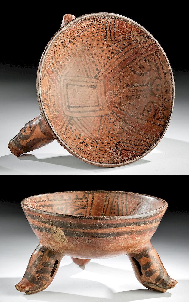 Appraisal: Costa Rican Polychrome Tripod Bowl w Rattle-Legs Pre-Columbian Costa Rica