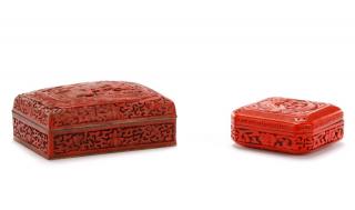 Appraisal: Two Chinese Lacquered Cinnabar Boxes Chinese late th th century