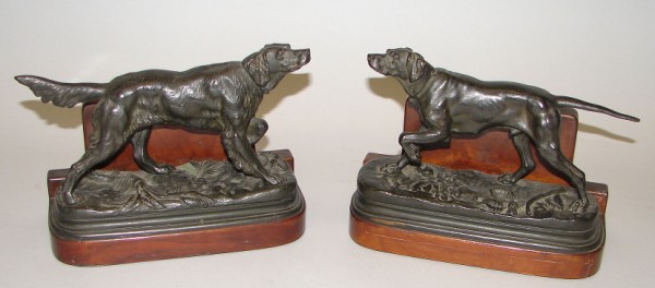 Appraisal: Male and female bronze pointers mounted on wood bases to