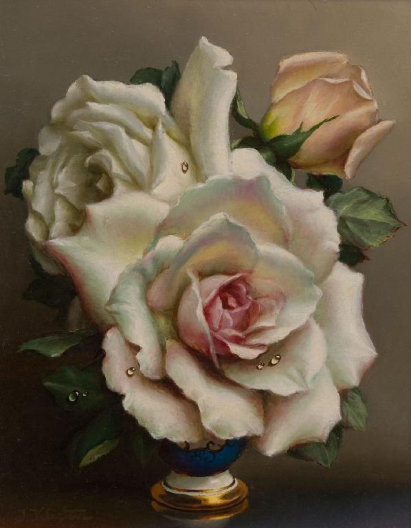 Appraisal: IRENE KLESTOVA - STILL LIFE OF WHITE ROSES IN A