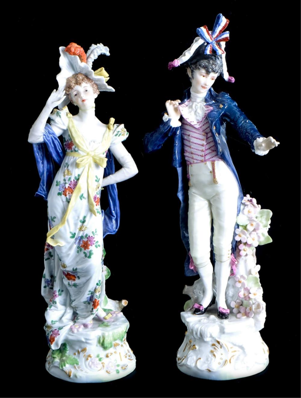 Appraisal: PAIR TH C MEISSEN COSTUME FIGURES ALFRED KONIGExceptional pair of