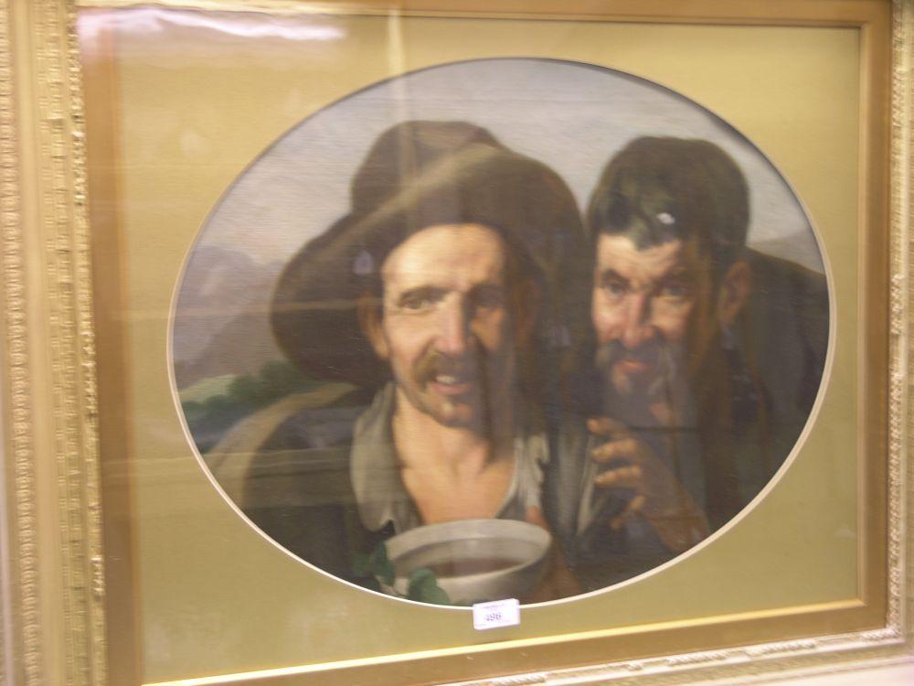 Appraisal: An oil on canvas oval portrait bust of two gentleman