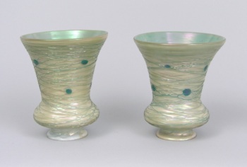 Appraisal: A Pair of Thread Glass Art Shades Possibly Durand sea