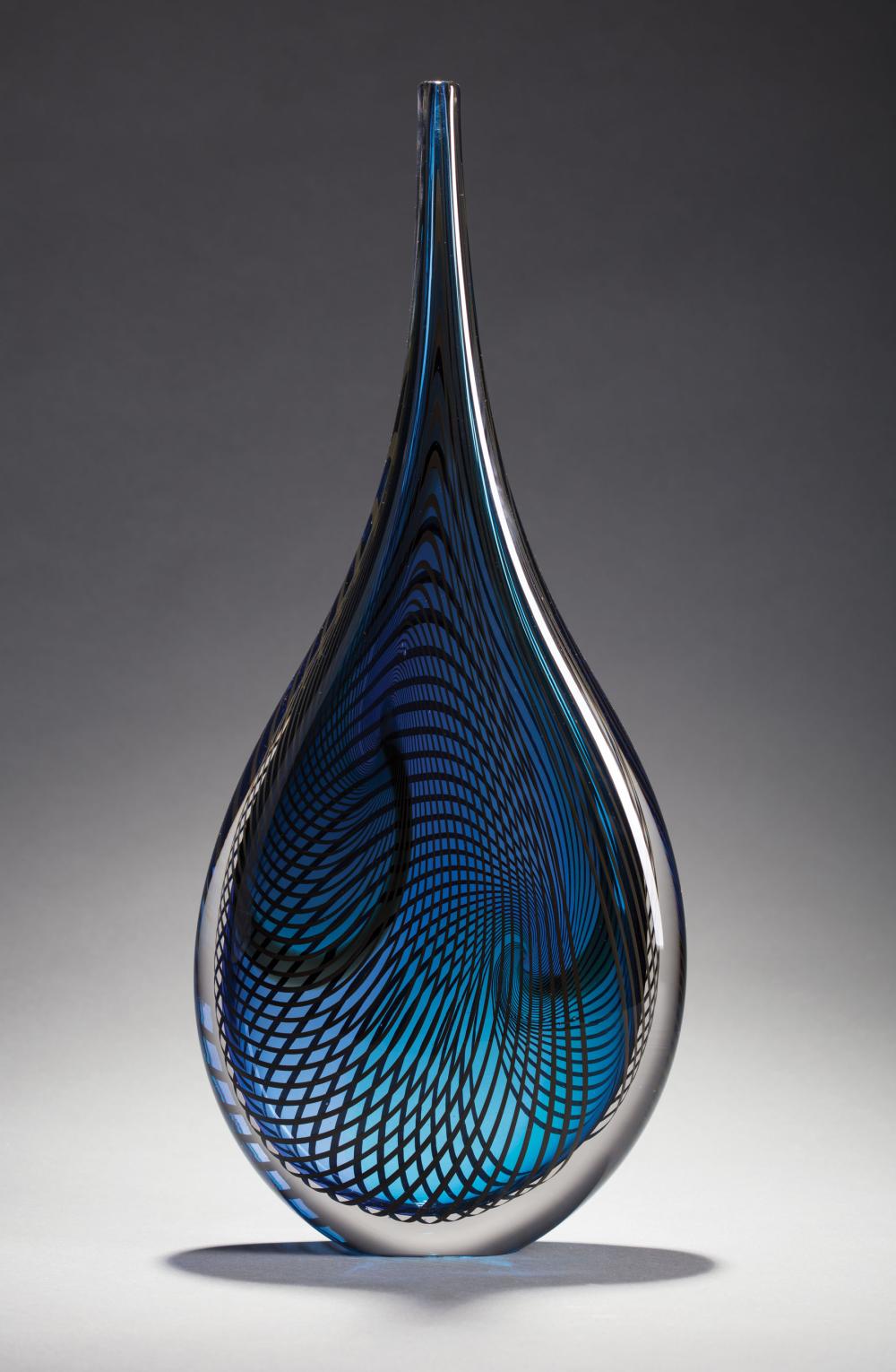 Appraisal: Lino Tagliapietra Italian b Goccia Vase-Blue Spiral blue with blue