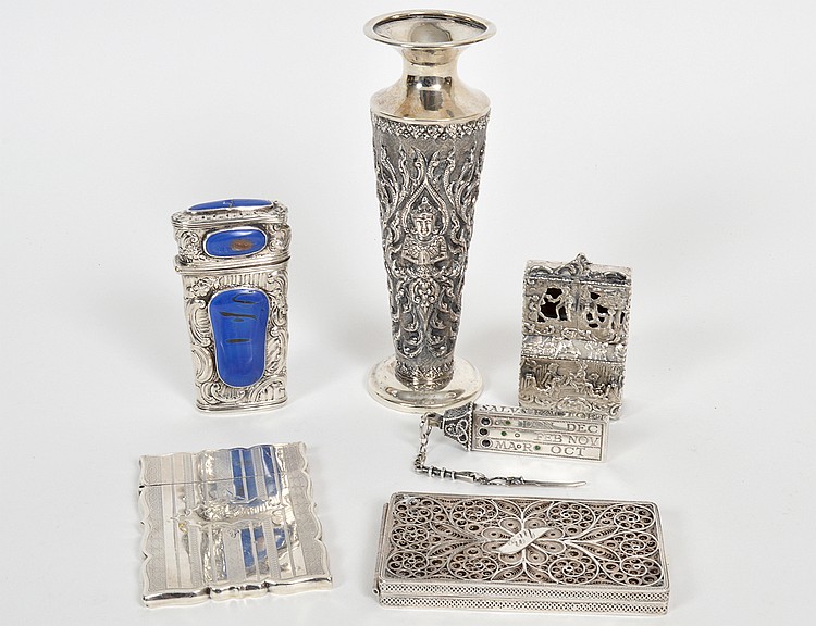 Appraisal: SIX ASSORTED SILVER ITEMSMost marked Comprising a replica of a