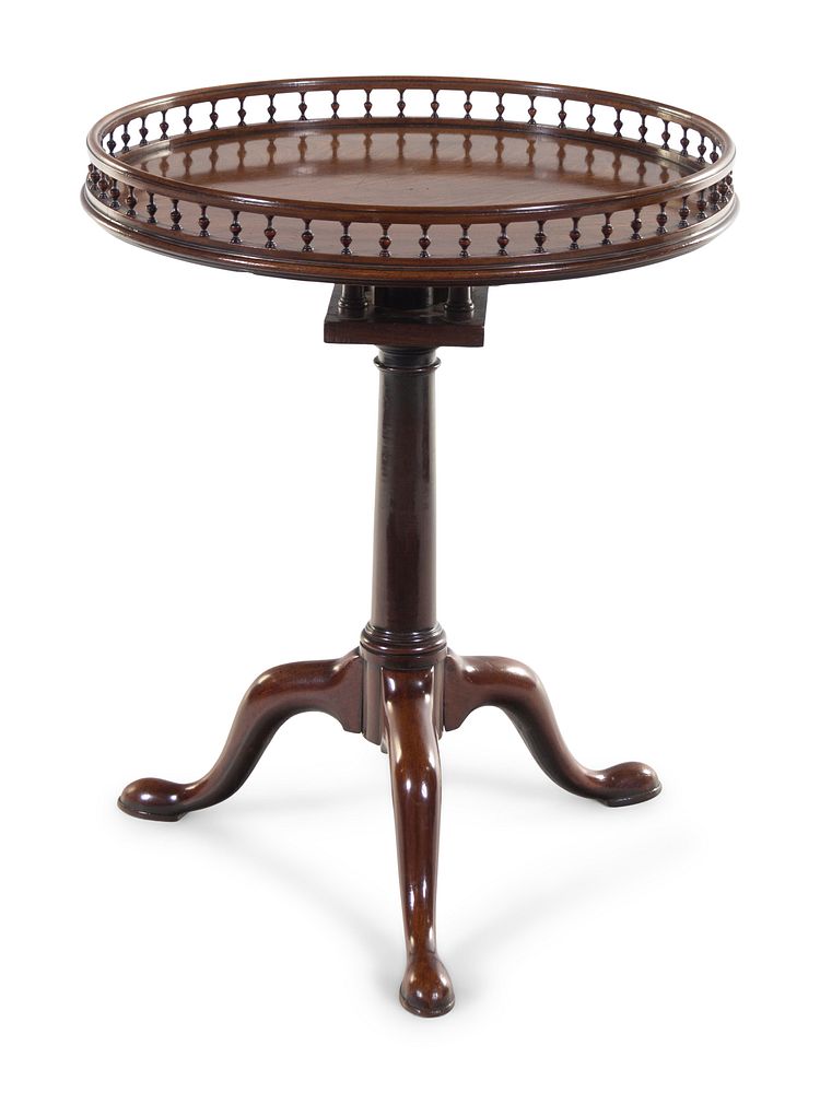 Appraisal: A George III Mahogany Birdcage Action Tilt-Top Tea Table A