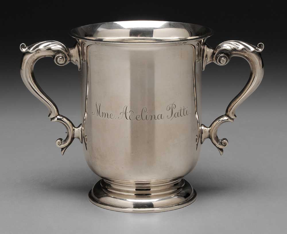 Appraisal: Tiffany Sterling Loving Cup American urn form with leaf-capped scroll