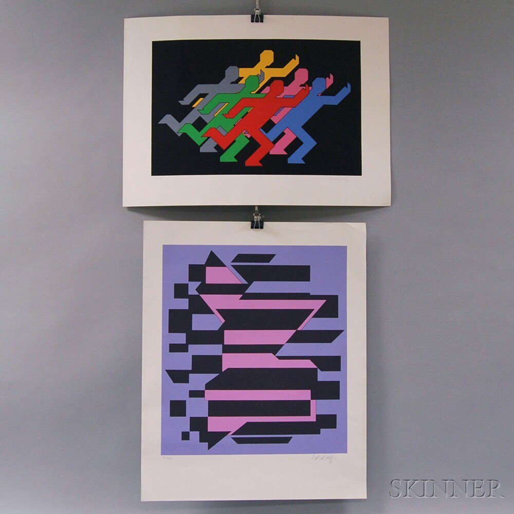 Appraisal: Victor Vasarely French - Two Untitled Prints Both signed in