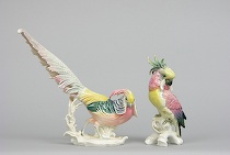 Appraisal: Pair of Exotic Bird Porcelain Figurines Including Ens Porzellan Volkstadt